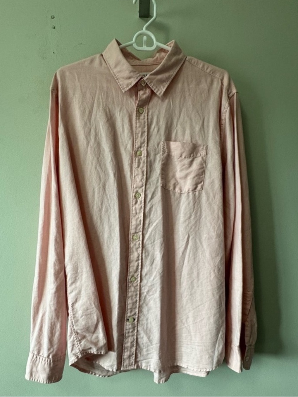GAP Pink Casual Button Down Shirt, Linen Large